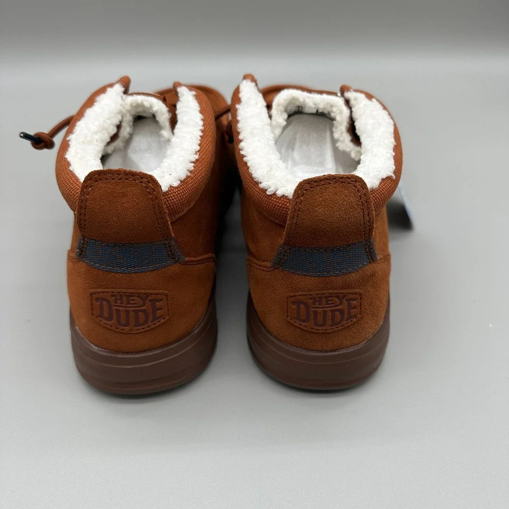 Hey Dude Wally Mid Gripr Warmth Shoes Mens 12 Brown Suede‎ Faux Fur Lined NEW